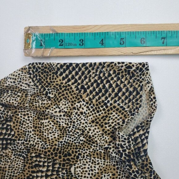 Womens Snakeskin Button Front Bodycon Dress Size 8 Short Sleeve Animal Print - Picture 11 of 11